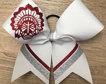 Custom Dbl Striped Tails grosgrain cheerleading cheer bow bows