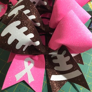 Glitter Pink Football Breast Cancer October Custom Cheer Bows