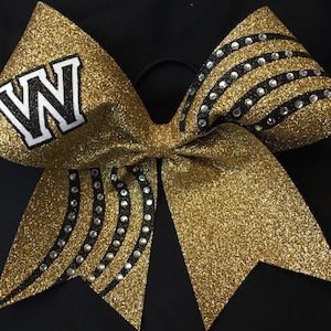 Glitter Rhinestone Curves Custom Cheer Bow image 3