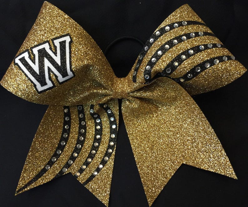 Glitter Rhinestone Curves Custom Cheer Bow image 3
