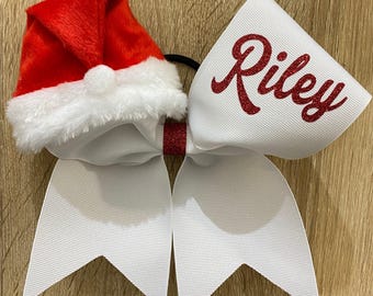 Holiday Christmas Santa Custom Grosgrain Cheer Cheerleading Bow