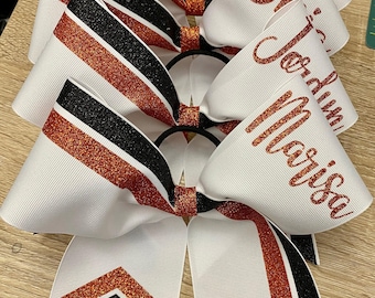 Custom Stripes and tails grosgrain cheerleading cheer bow bows