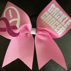 Pink Breast Cancer October Cheer Bows Custom Glitter Grosgrain