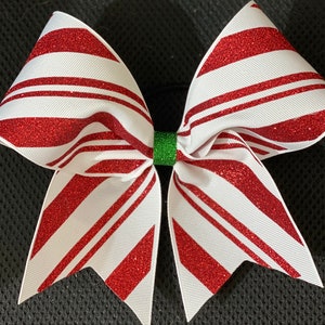 Holiday Christmas Candy Cane Custom Cheer Cheerleading Bow