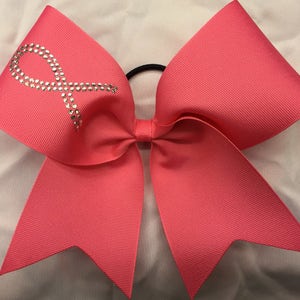 Pink Grosgrain Rhinestone Breast Cancer Awareness Cheer Bows October