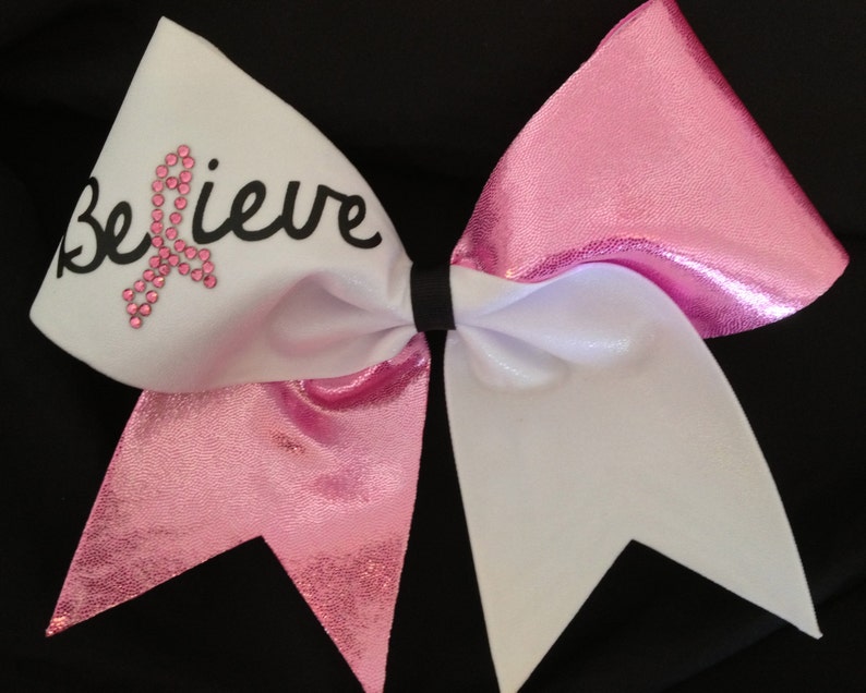 Believe Pink Breast Cancer Awareness Cheer Bow Etsy