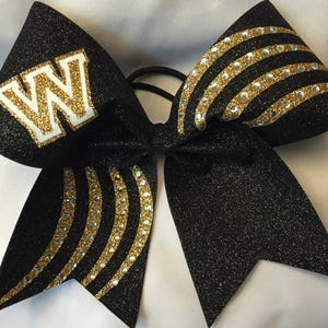 Glitter Rhinestone Curves Custom Cheer Bow image 1