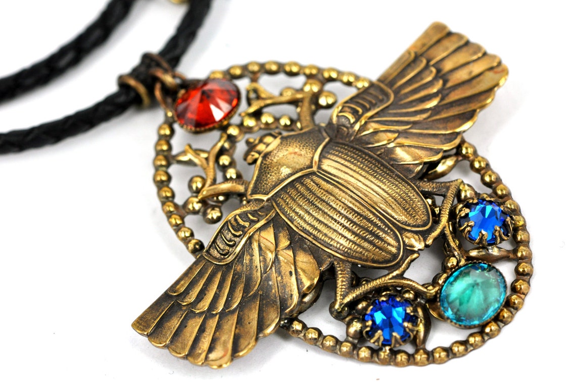 Scarab necklace egyptian jewelry scarab pendant vintage | Etsy