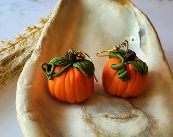 Pumpkin Earrings, Polymer Clay Fall Earrings, Pumpkin Jewelry, Fall Earrings, Thanksgiving Gift, Pumpkin Dangles  Fall Pumpkin Earrings