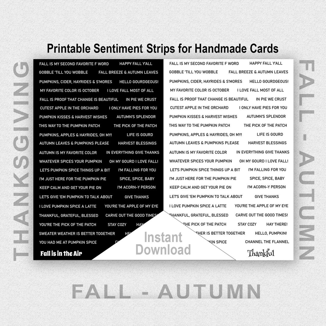 Printable Thanksgiving and Fall Sentiment Strips, Fall Sentiment Strips ...