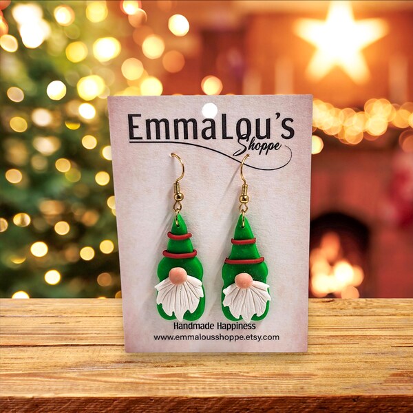 Red and Green Gnome Earrings, Christmas Gnome, Christmas Gnome Earrings, Christmas Earrings,  Cute Holiday Earrings, Gnome Earrings