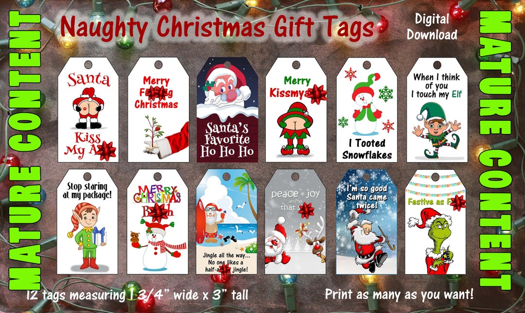 Printable Naughty Christmas Gift Tags Digital Christmas Gift - Etsy