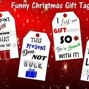 Printable Funny Christmas Gift Tags, Digital Christmas Gift Tags, Funny ...
