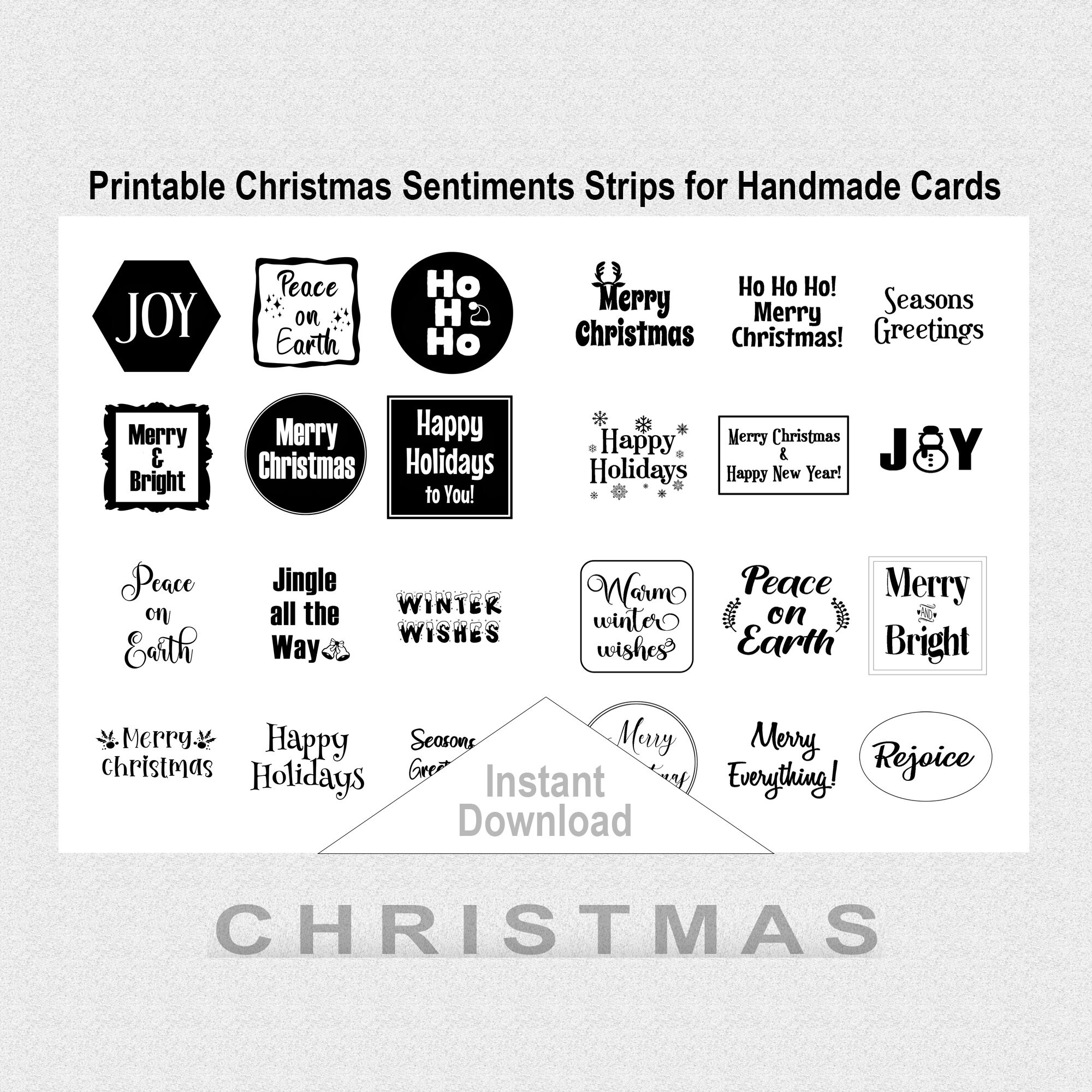 Christmas Printable Sentiment Shapes, Christmas Sentiments for Hand ...