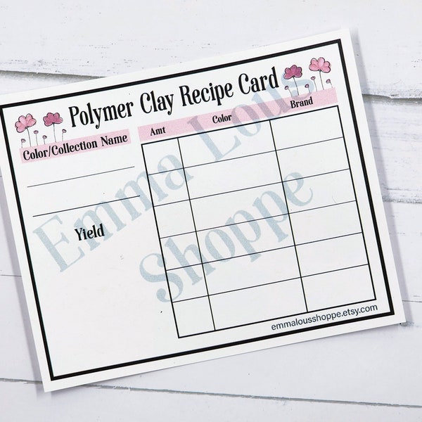 Polymer Clay Color Recipe Card, Printable PDF, Printable Recipe Card for Polymer Clay, Color Recipe Card for Polymer Clay, Clay Color Recipe