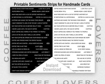 Druckbare Kaffeeliebhaber Sentiment Streifen, Schwarz & Weiß Sentiment Streifen, digitale Sentiment Streifen, Junk Journal, Mixed Media, Ephemera