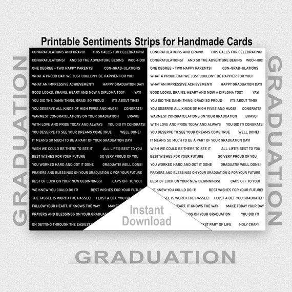 Printable Graduation Sentiment Strips, Black & White Sentiment Strips, Digital Sentiment Strips, Graduation, Junk Journal, Ephemera Printable Graduation Sentiment Strips, Black & White Sentiment Strips, Digital Sentiment Strips, Graduation, Junk Journal, Ephemera