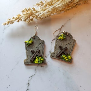 Halloween Tombstone Earrings - Polymer Clay Halloween Earrings - Halloween Jewelry - Tombstone Earrings - Halloween Gift - Spooky
