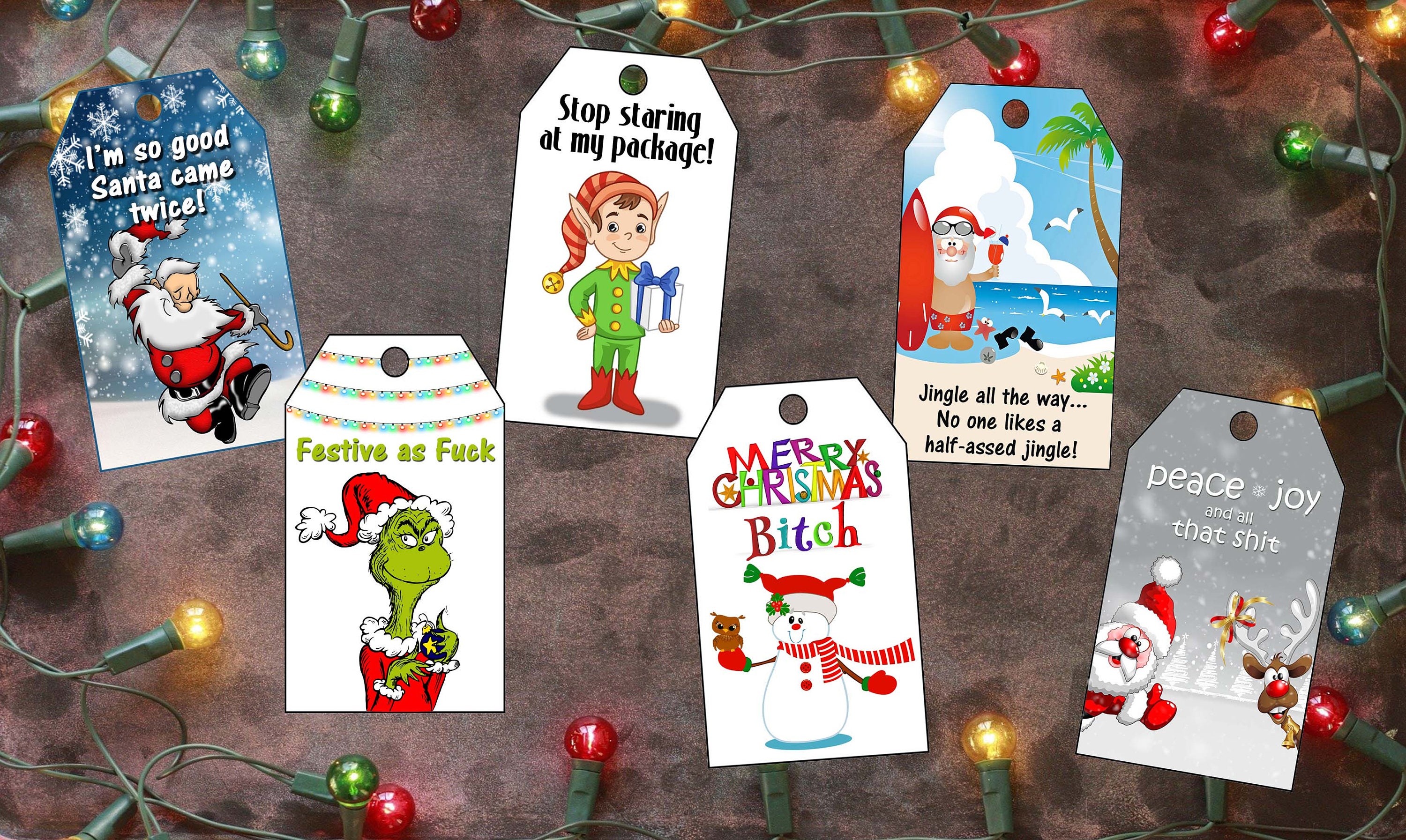 Old Naughty Christmas Tag Printable