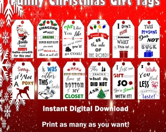Printable Funny Christmas Gift Tags, Digital Christmas Gift Tags, Funny Gift Tags, Printable Funny Tags, Digital Tags