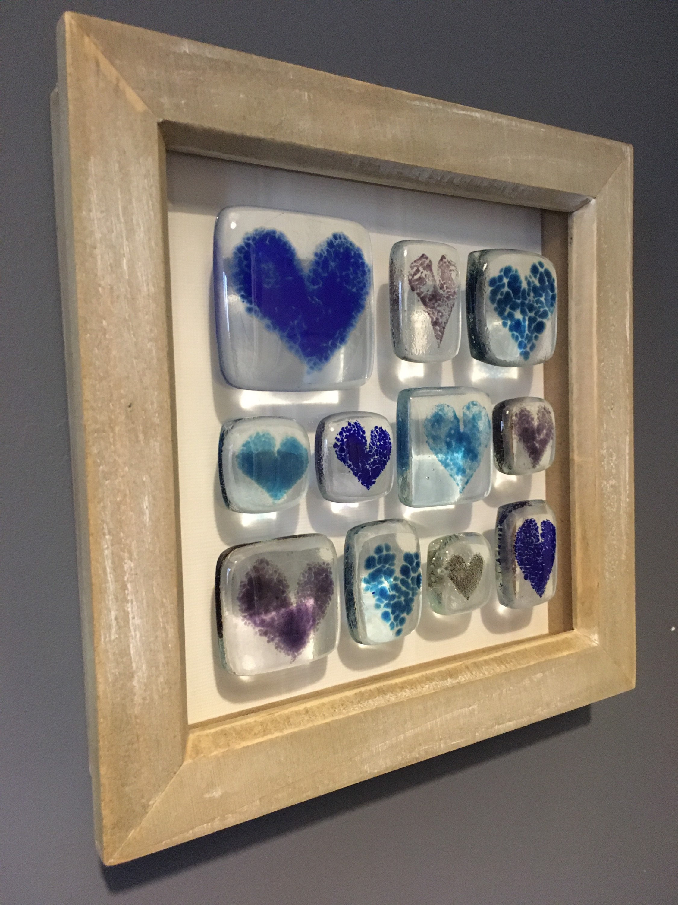 Heart Wall Art Original Wall Art Glass Hearts I Love You Etsy