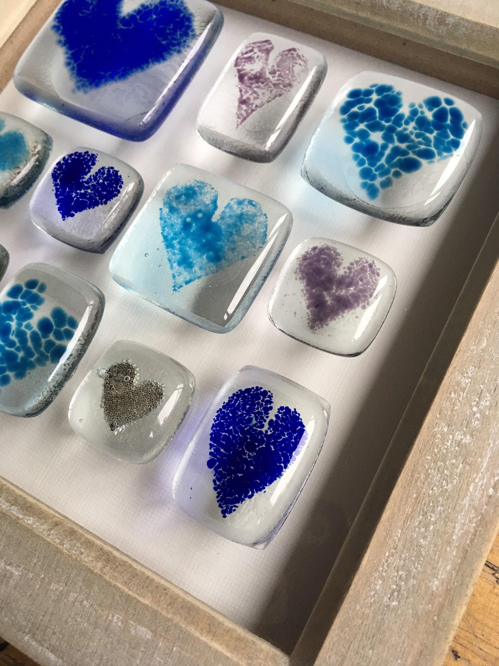 Heart Wall Art Original Wall Art Glass Hearts I Love You Etsy