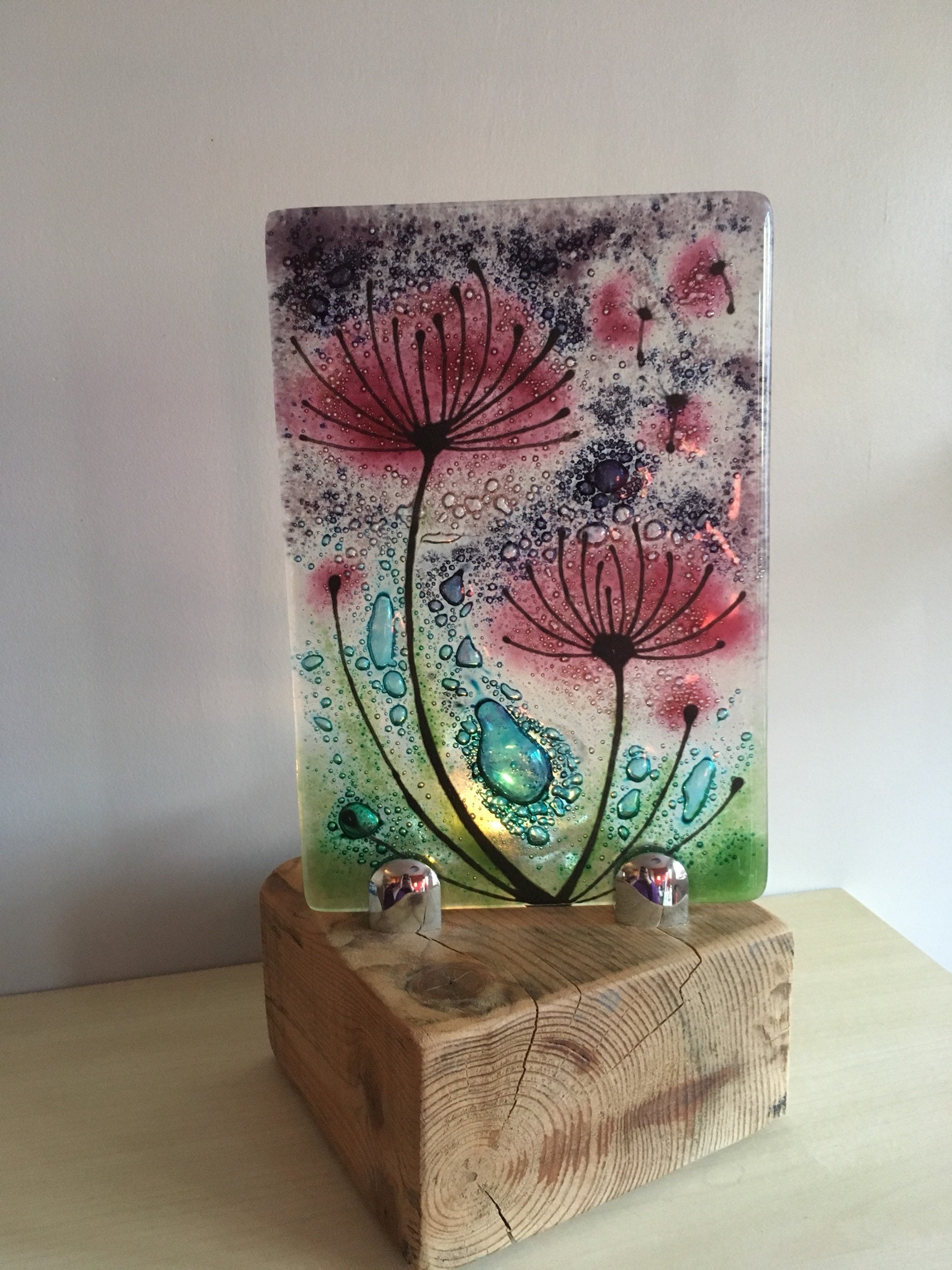 Fused Glass Art Flora & Fauna Gift Dandelion Wishes Etsy
