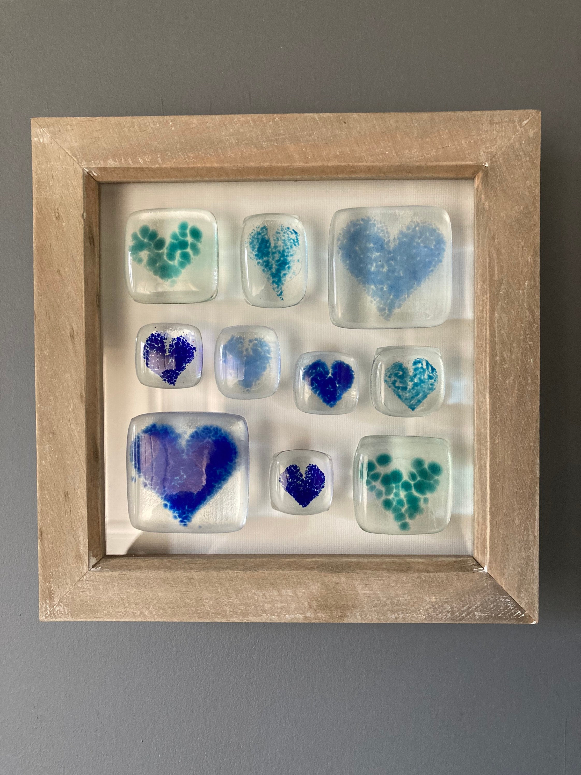 Heart Wall Art Original Wall Art Glass Hearts I Love You Etsy