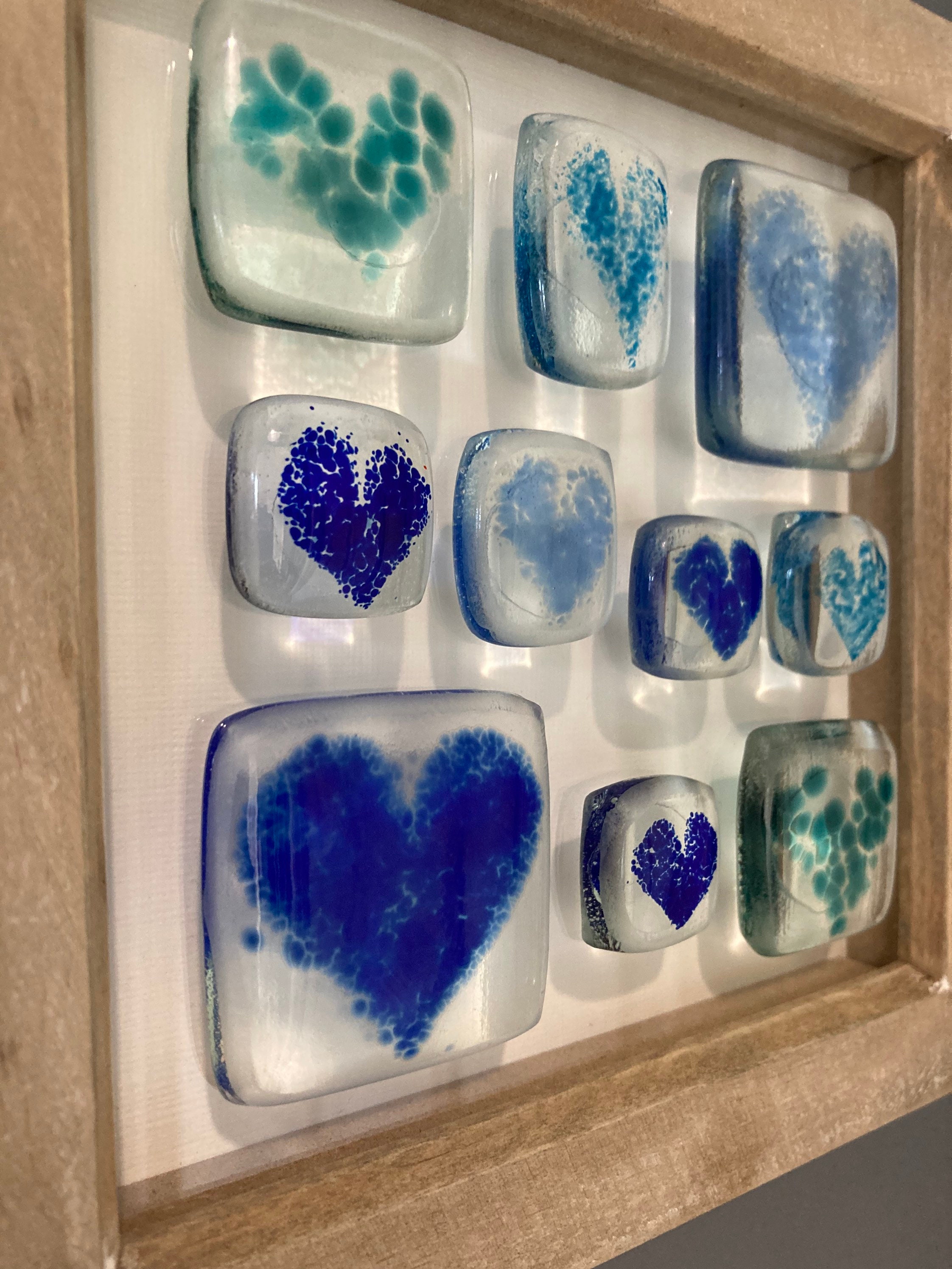 Heart Wall Art Original Wall Art Glass Hearts I Love You Etsy