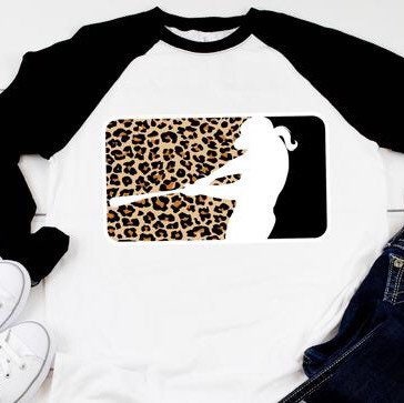 Leopard Baseball/Softball Monogram Sweatshirt - White 