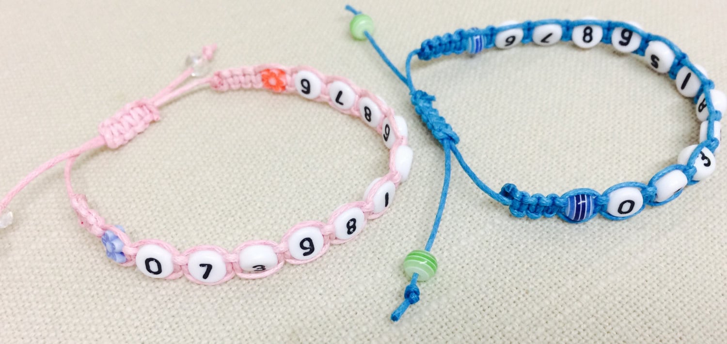 Kids/ Phone Number Bracelet, Vulnerable adults number bracelet