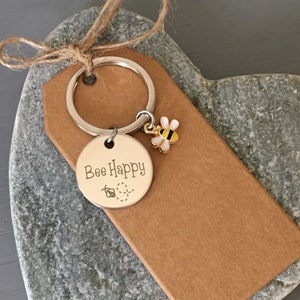 Bee happy keyring / bee keyring