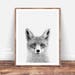 Black and White Woodlands Fox Nursery Animal Print Fox Print | Etsy
