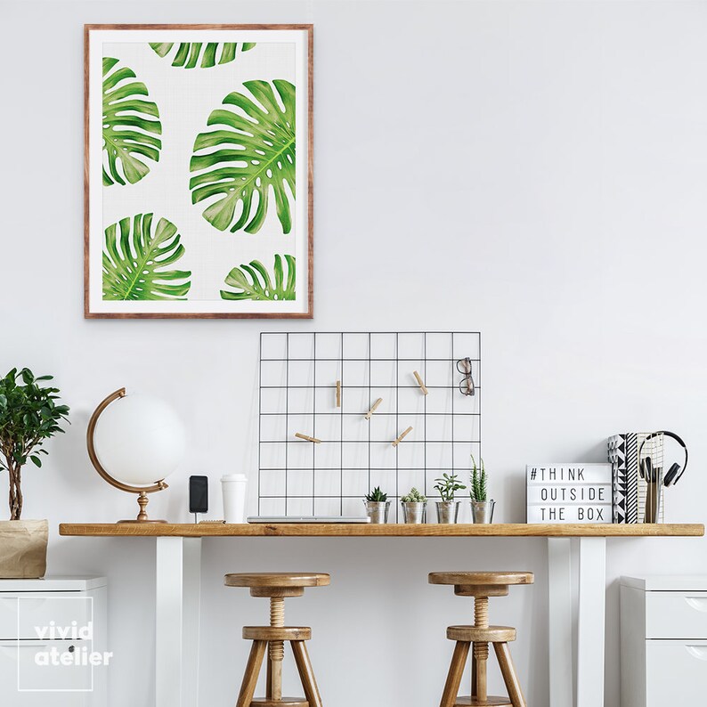 Monstera Leaf Print Digital Download Wall Decor Tropical - Etsy Australia