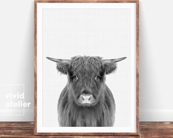 Farmhouse Decor, Highland Cow Print, Nursery Wall Art, Animal Print, Nursery Decor, Downloadable Prints, Nursery Print, Nursery Printable