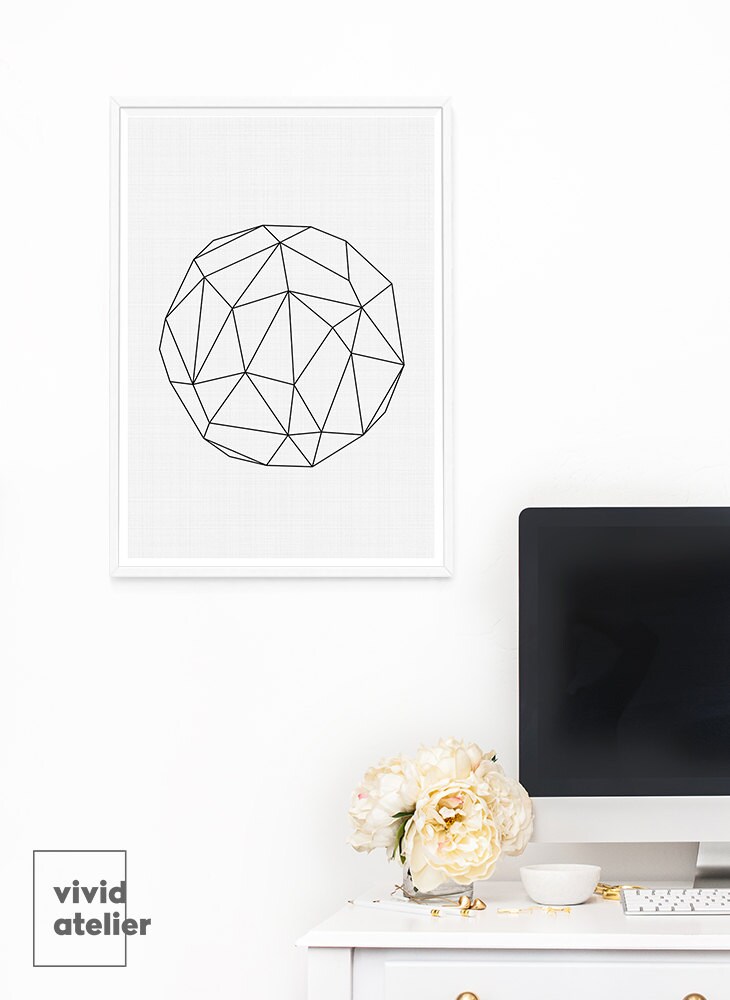 Modern Minimalist Geometric Wall Art Circle Print Abstract Etsy
