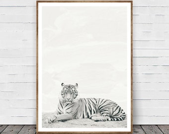 Tiger Print, Safari Animal Wall Art, Tiger Wall Art, Nursery Print, Black and White Decor, African Animal Print, Nursery Printable, Photo