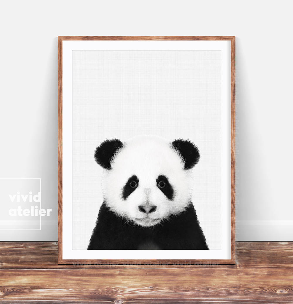 Monochrome Print Black /& White Modern Illustration Kids Poster Childrens Nursery Panda Printed Poster A4 or A3 size Kids Wall Art Decor