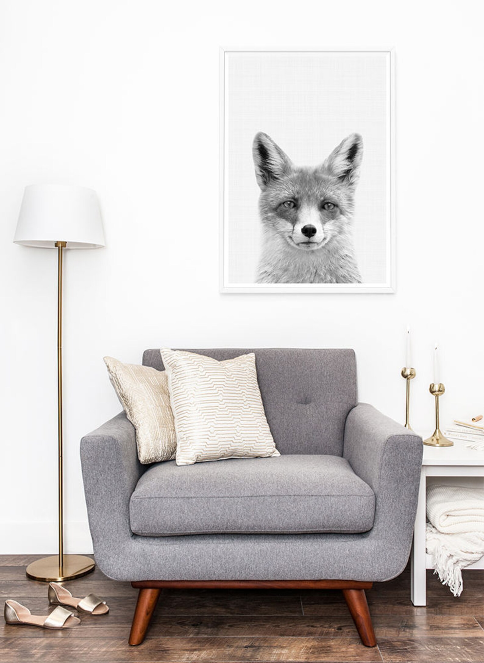 Black and White Woodlands Fox Nursery Animal Print Fox Print - Etsy