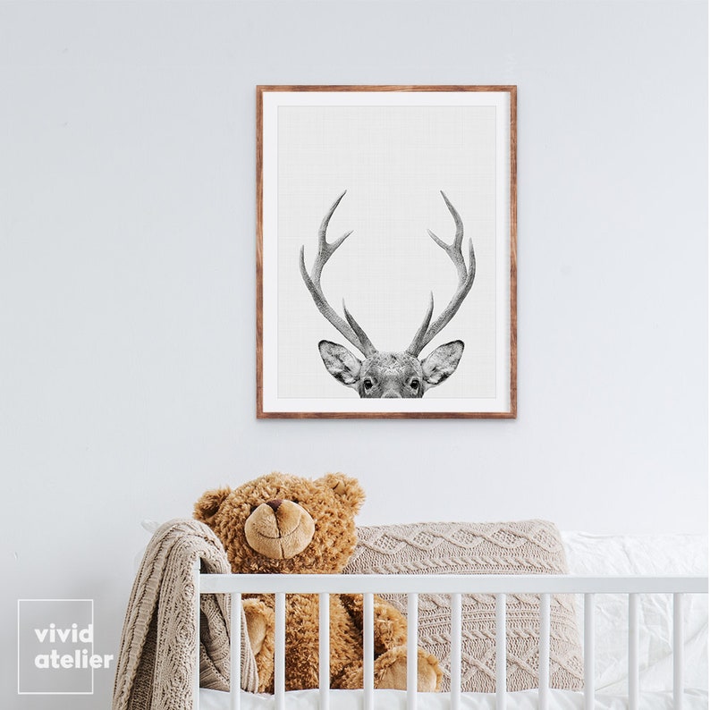 Deer Print, Woodland Nursery, Nursery Wall Art, Printable Art, Deer Head, Nursery Decor, Woodland Animal Print, Downloadable Prints, Poster image 8