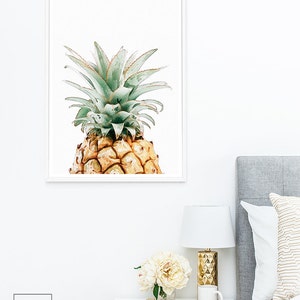 Pineapple Print, Pineapple Wall Art Prints, Printable Kitchen Decor, Botanical Print, Tropical Watercolor Print, Printable Wall Art, Posters image 3