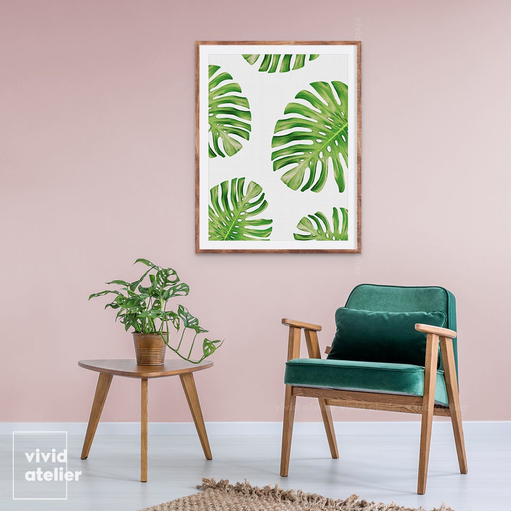 Monstera Leaf Print Digital Download Wall Decor Tropical | Etsy