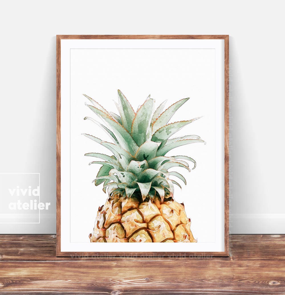 Pineapple Print Pineapple Wall Art Prints Printable Kitchen Etsy