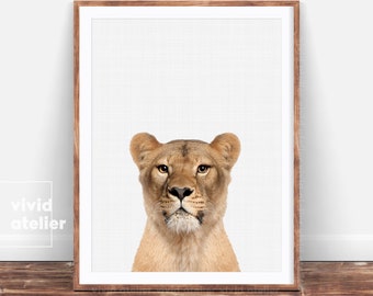 Lioness Print, Safari Nursery Print, Safari Nursery Art, Animal Print, Safari Nursery Wall Art, Nursery Decor, Downloadable Prints, Wall Art