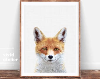 Fox Print, Woodland Nursery Wall Art, Woodland Animals, Forest Animal Print, Nursery Decor, Nursery Art, Nursery Prints, Nursery Animal