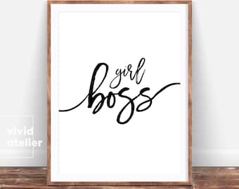 Girl Boss Print, Boss Lady Wall Art, Gift For Her, Home Office Decor, Boss Print, Typography Print, Inspirational Quote Printable, Poster