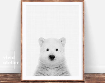 Polar Bear Print, Animal Print, Nursery Wall Art, Nursery Prints, Digital Prints, Downloadable Prints, Printable Art, Photography Prints
