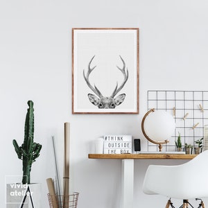 Deer Print, Woodland Nursery, Nursery Wall Art, Printable Art, Deer Head, Nursery Decor, Woodland Animal Print, Downloadable Prints, Poster image 10