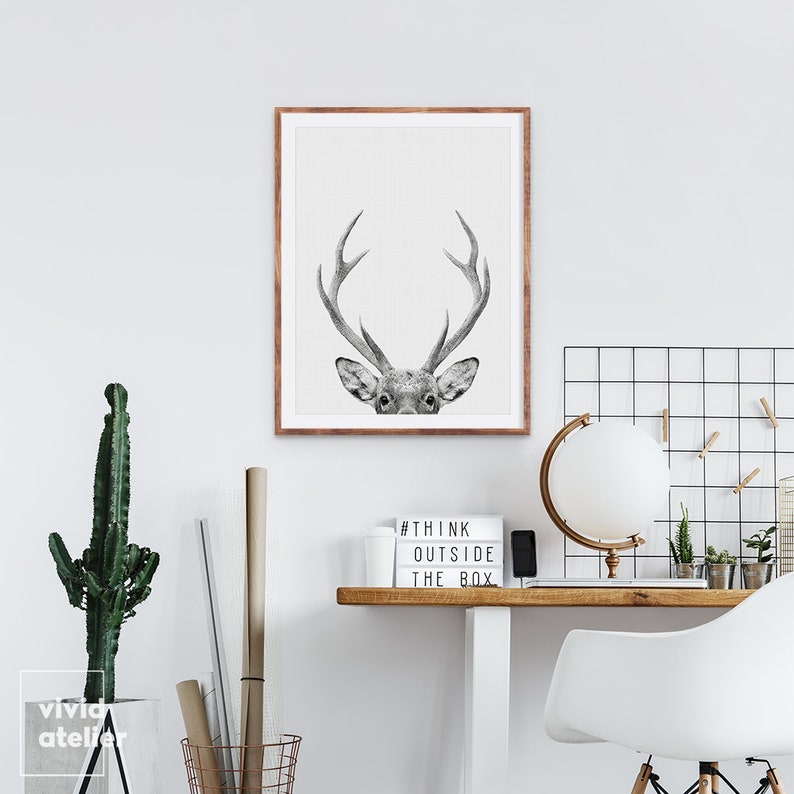 Deer Print, Woodland Nursery, Nursery Wall Art, Printable Art, Deer Head, Nursery Decor, Woodland Animal Print, Downloadable Prints, Poster image 10