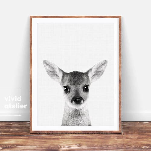 Black and White Woodlands Fox Nursery Animal Print Fox Print - Etsy